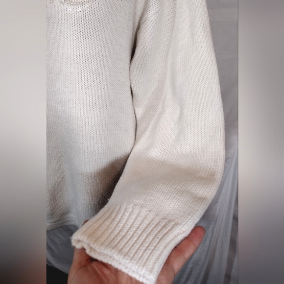 Vintage beaded sweater, Vintage, Crew Neck White,  Knit, Women, Pearls, XL - Picture 16 of 16